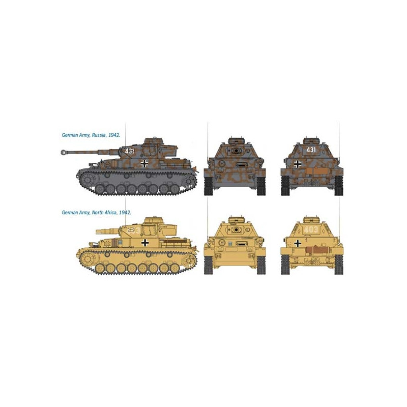 2 tanks Sd. Kfz. 161 Pz. Kpfw. IV Ausf. F1/F2 - 1/72 - ITALERI 7514