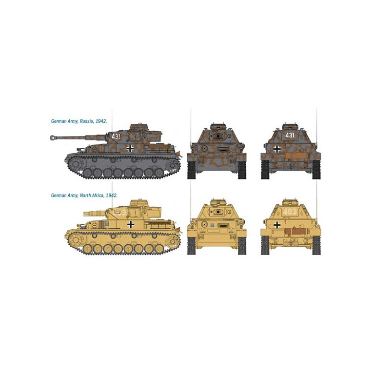 2 tanks Sd. Kfz. 161 Pz. Kpfw. IV Ausf. F1/F2 - 1/72 - ITALERI 7514