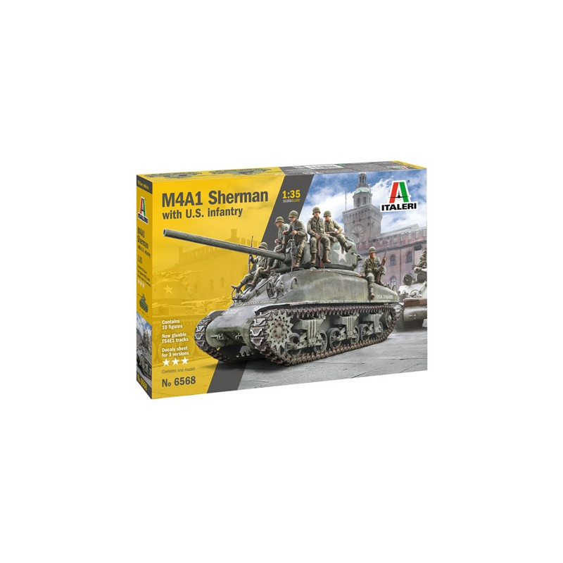 Tank M4A1 Sherman avec infanterie US - 1/35 - ITALERI 6568