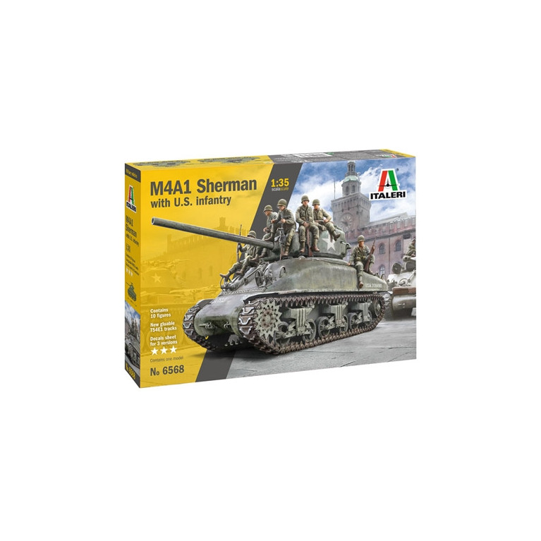 Tank M4A1 Sherman avec infanterie US - 1/35 - ITALERI 6568