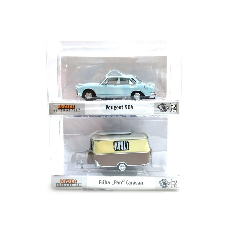 Peugeot 504 + Caravane Eriba-HO 1/87-SAI 2089