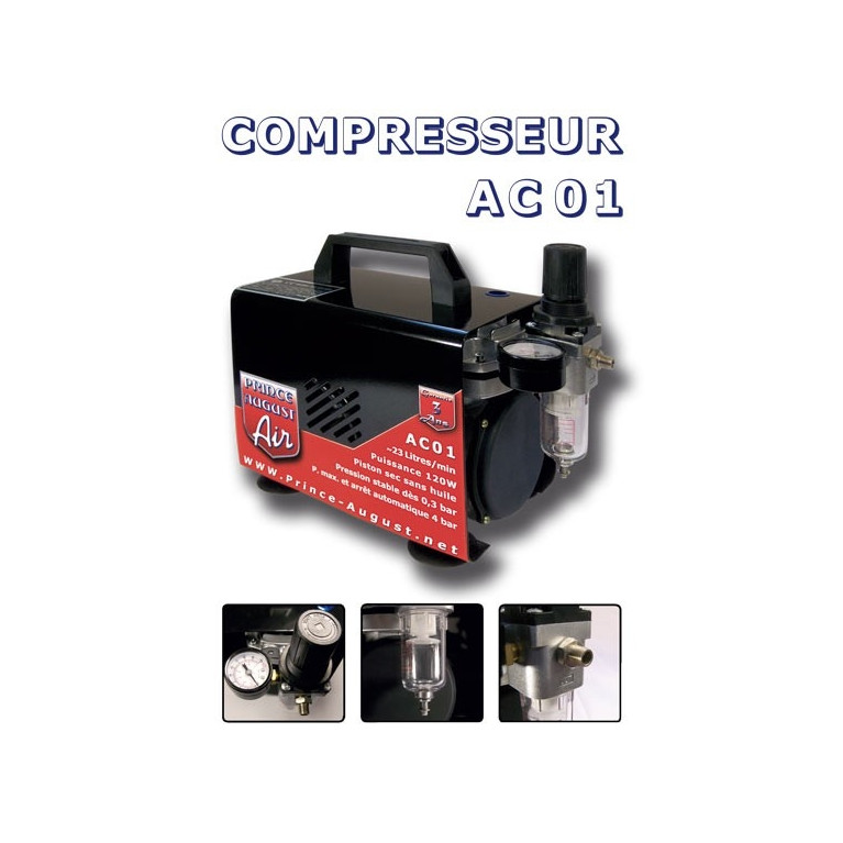 Coffret complet aéro double action compresseur peinture ultra polyvalent - PRINCE AUGUST AE06+