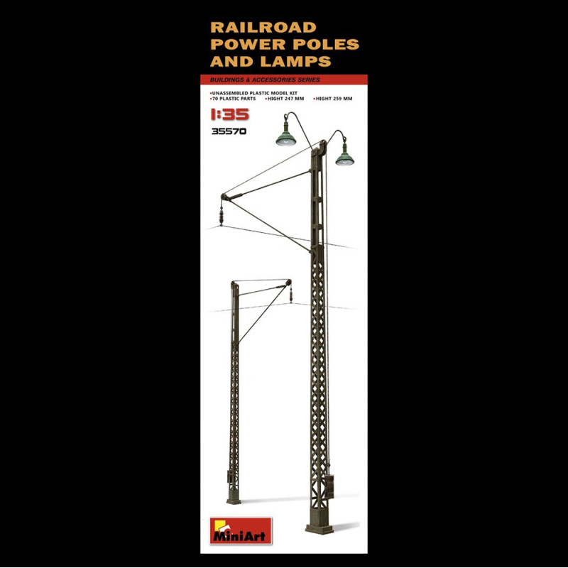 Poteau de caténaire avec éclairage  - 1/35 - MINIART 35570