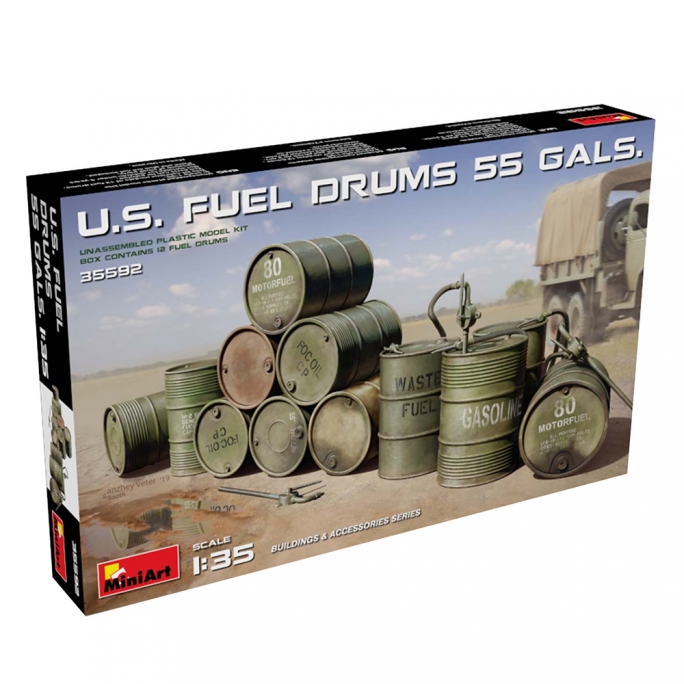 Bidons US fuel drums 55 gals  - 1/35 - MINIART 35592