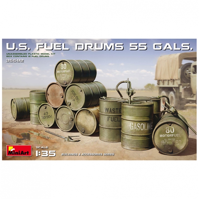 Bidons US fuel drums 55 gals  - 1/35 - MINIART 35592