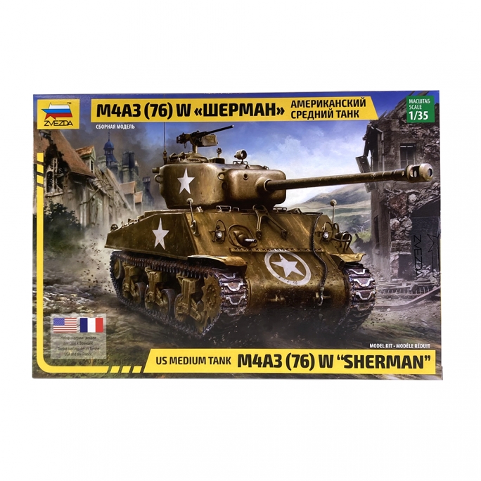 Char moyen Américain M4A3 (76) W "SHERMAN" - ZVEZDA 3676 - 1/35