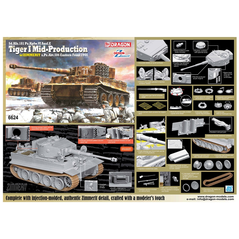 Char / Tank Tiger I Mid Production, Front de l'Est 1944 - DRAGON 6624 - 1/35