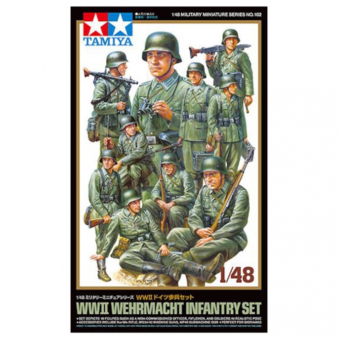 Figurines Wehrmacht (x10) + tenues et armes WW2 - TAMIYA 32602 - 1/48