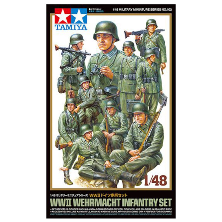 Figurines Wehrmacht (x10) + tenues et armes WW2 - TAMIYA 32602 - 1/48