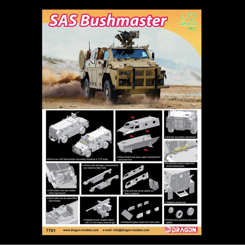 Véhicule SAS Bushmaster - DRAGON 7701 - 1/72