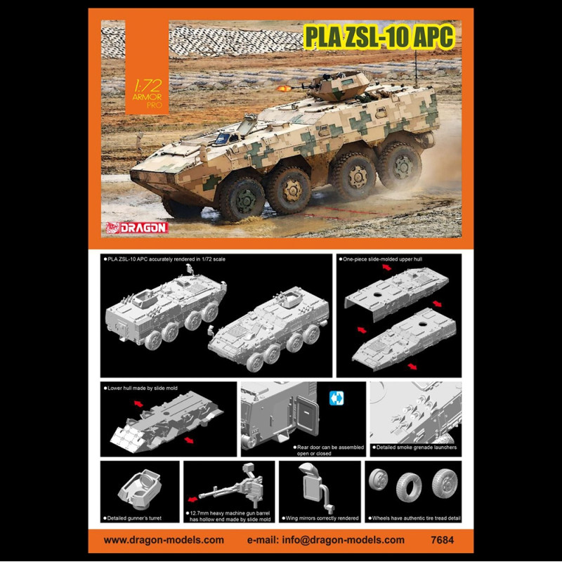 Transport de troupes blindé 8x8 PLA ZSL-10 APC - DRAGON 7684 - 1/72