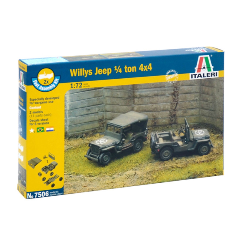 2 jeeps Willys 1/4 Ton 4*4 maquette à monter-1/72-ITALERI 7506