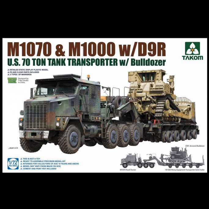 Camion porte char US M1070 & M1000 w/D9R + Bull  - 1/72 - TAKOM 5002