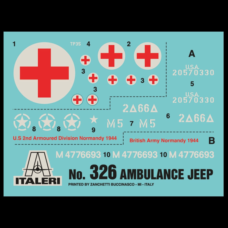 Jeep 1/4 ton. 4*4 Ambulance maquette à monter-1/35-ITALERI 326