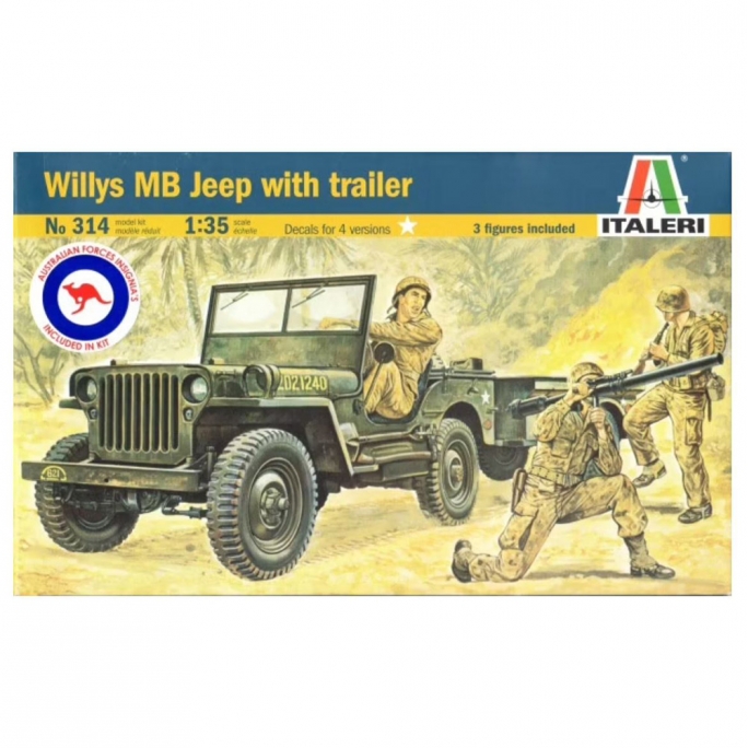 Jeep Willys MB avec personnage maquette à monter-1/35-ITALERI 314