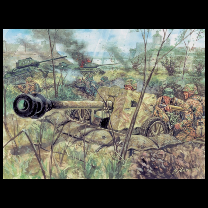 2 canons PAK 40 AT avec 12 figurines 2ème guerre mondiale-1/72-ITALERI 6196
