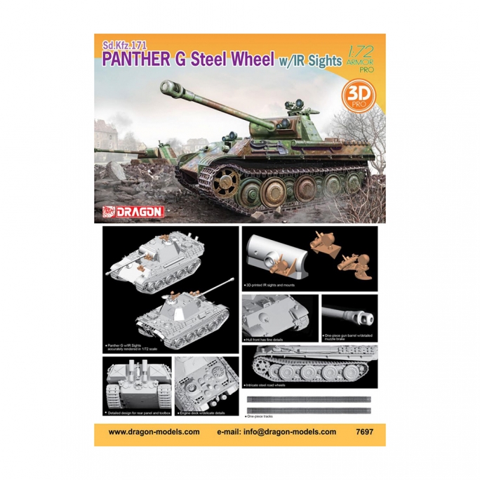 Char / Panther G Roues métal et viseurs, Sd.Kfz.171 - DRAGON 7697 - 1/72