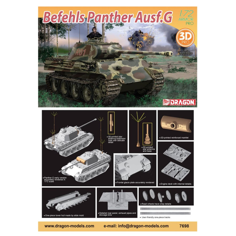 Char / Panther de commandement Ausf.G - DRAGON 7698 - 1/72