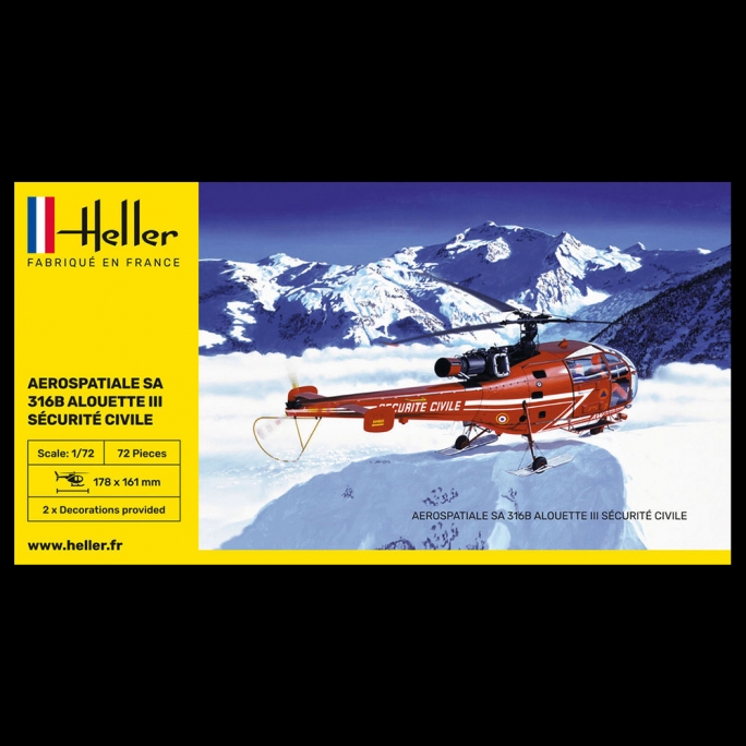 Hélicoptère Alouette 3 SA 316B Sécurité Civile - HELLER 80289 - 1/72