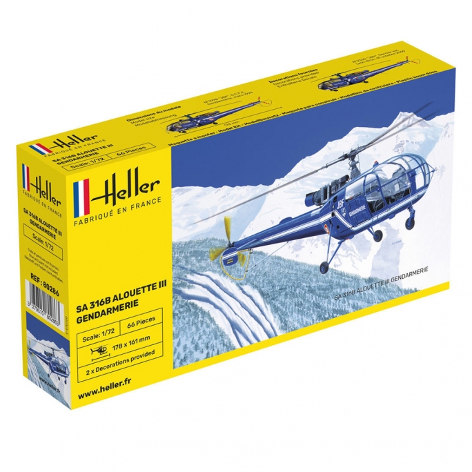 Hélicoptère Alouette 3 SA 316B Gendarmerie - HELLER 80286 - 1/72