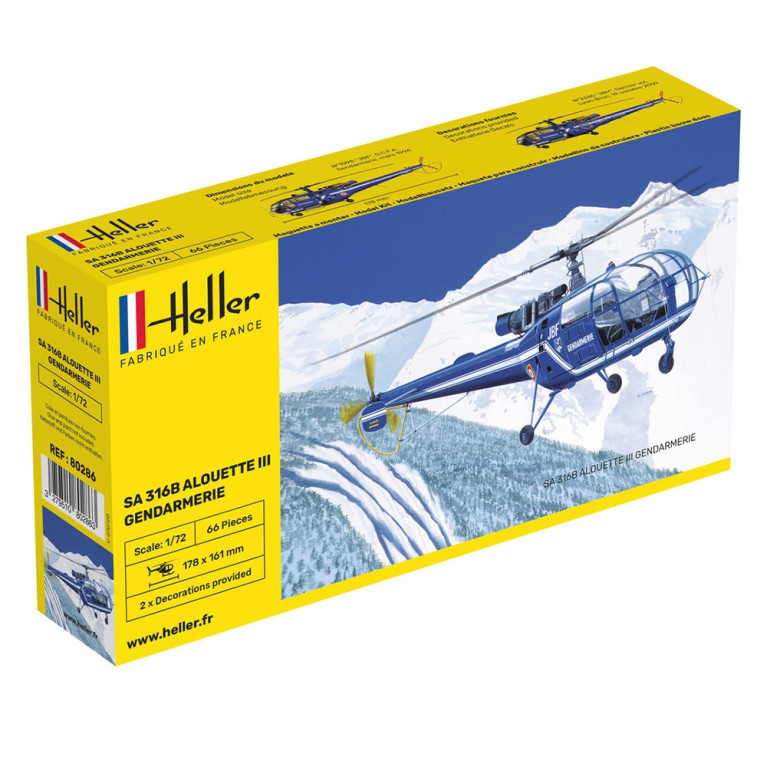 Hélicoptère Alouette 3 SA 316B Gendarmerie - HELLER 80286 - 1/72