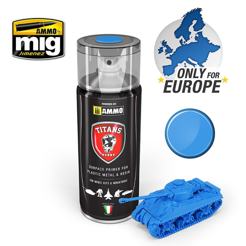 Spray Titans Hobby, Apprêt Bleu Spatial Mat 400ml - AMMO TTH103 Spray Titans Hobby, Apprêt Bleu Spatial Mat 400ml - AMMO TTH103