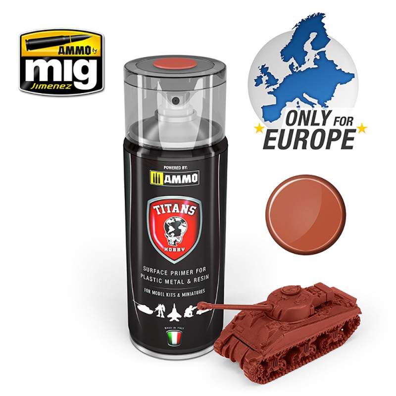 Spray Titans Hobby, Apprêt Rouille Mat 400ml - AMMO TTH113 Spray Titans Hobby, Apprêt Rouille Mat 400ml - AMMO TTH113