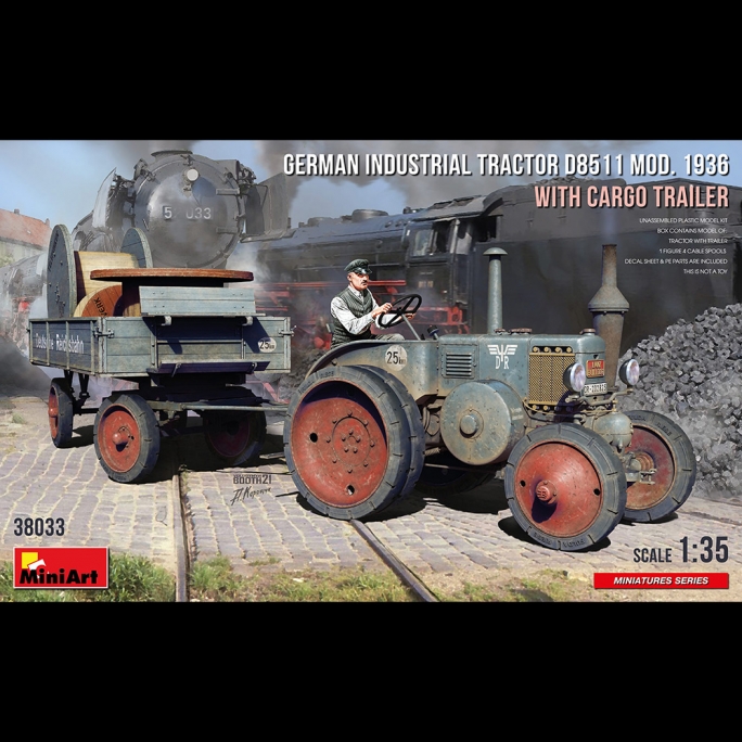 Tracteur industriel Allemand D8511, 1936 + Remorque - MINIART 38033 - 1/35