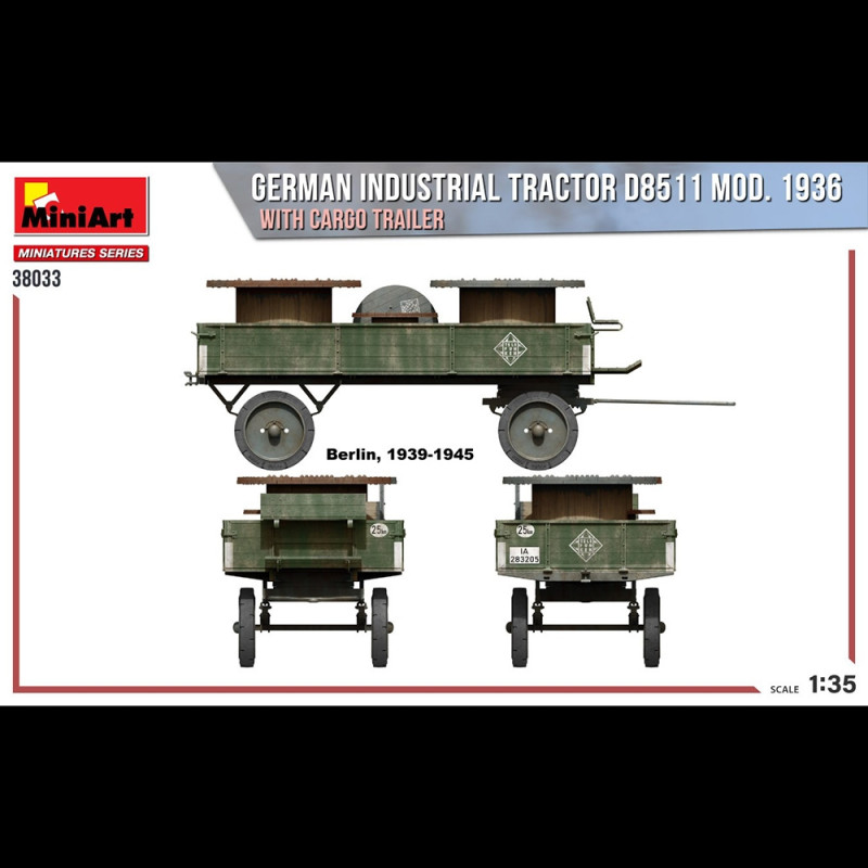 Tracteur industriel Allemand D8511, 1936 + Remorque - MINIART 38033 - 1/35