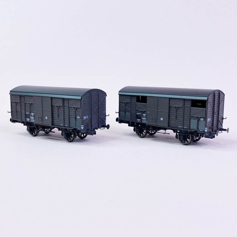2 wagons couverts primeur ex-20T PLM, Sncf, Ep IIIb - REE WB739 - HO 1/87 2 wagons couverts primeur ex-20T PLM, Sncf, Ep IIIb - REE WB739 - HO 1/87