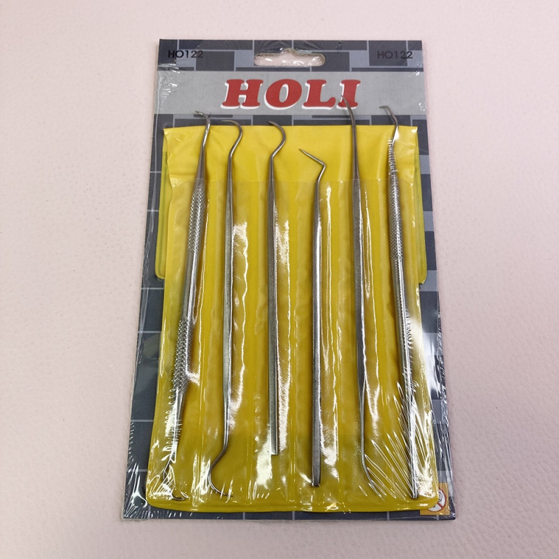 Outils de cordages / Grattage / Curage pour maquettiste, en métal, (x6) - HOLI HO122