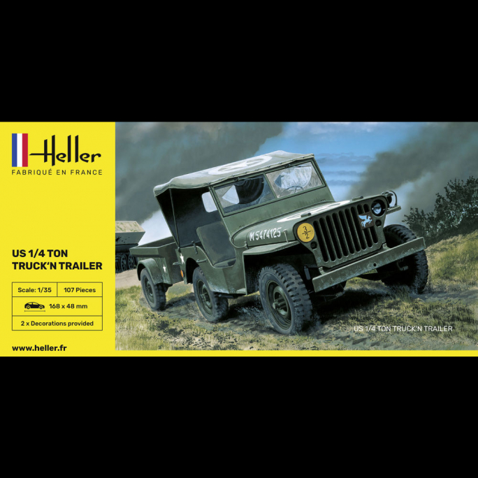 Jeep US 1/4 Ton, avec remorque - HELLER 81105 - 1/35