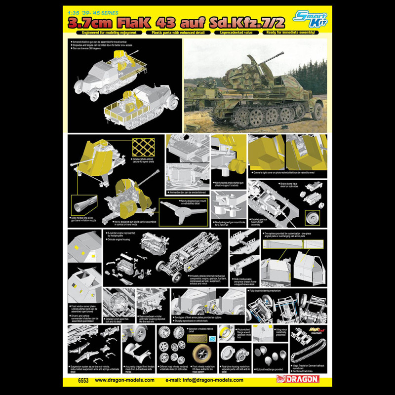 Semi Chenilles Sd.Kfz.7 + Canon antiaérien 3.7cm Flak 43 - DRAGON 6553 - 1/35