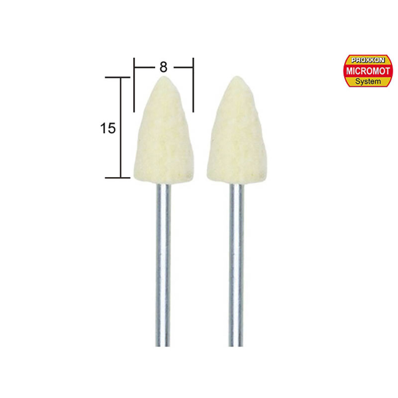 Polissoirs en feutre Ogive Ø base 8mm (x2) - PROXXON 28801 Polissoirs en feutre Ogive Ø base 8mm (x2) - PROXXON 28801