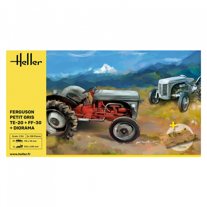 Tracteurs Ferguson TE-20 / FF-30 "Petit Gris" + Diorama - HELLER 50326 - 1/24