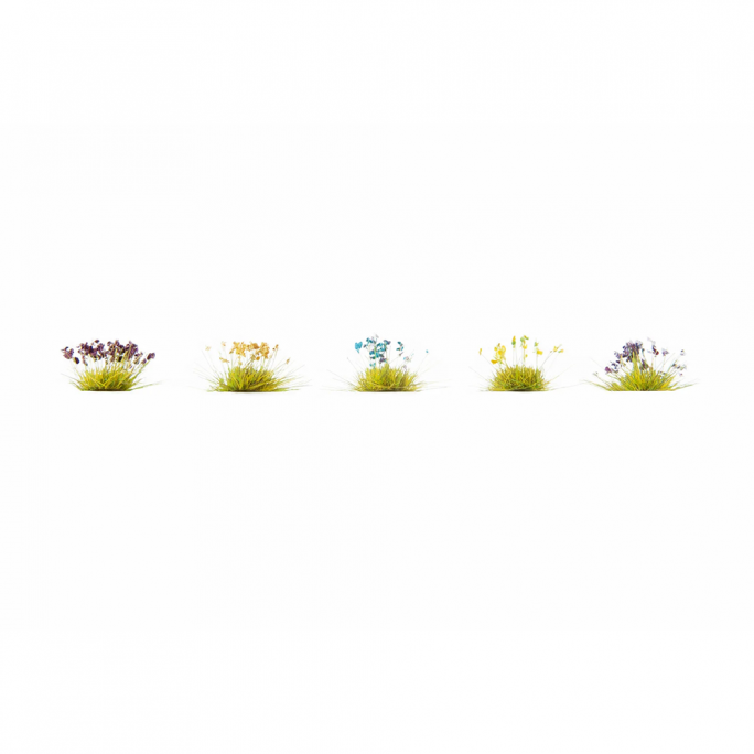 Fleurs set 2, vert-jaune, bleu-blanc, bruyère, maïs, lavande - NOCH 06805 - HO 1/87