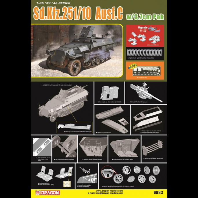 Véhicule Blindé Sd.Kfz.251/10 Ausf.C Chenillé / Armé - DRAGON 6983 - 1/35