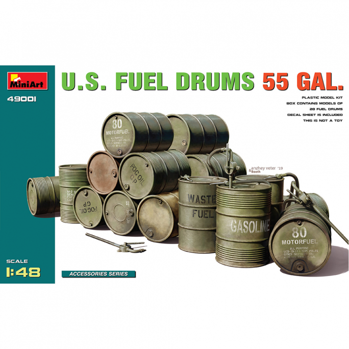Bidons d'essence Américains, 55 Gal. (x12) - MINIART 49001 - 1/48