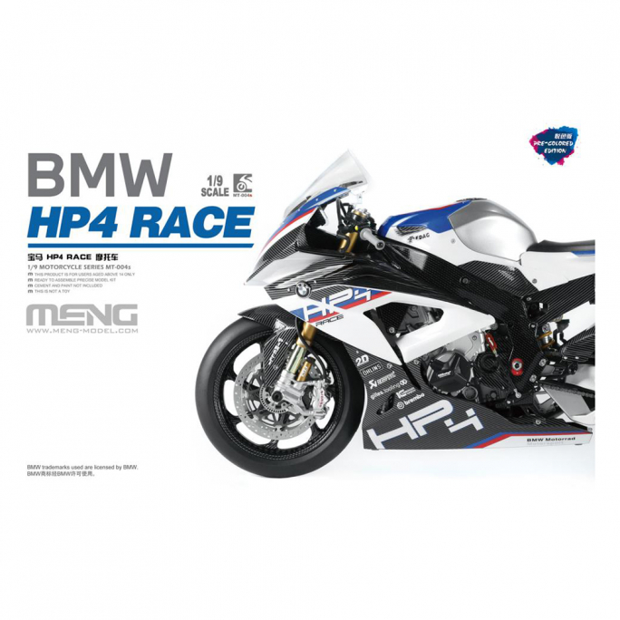 Moto BMW HP4 "Course", Kit pré-coloré - MENG MT004S - 1/9