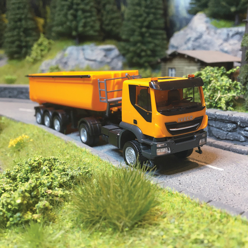 Camion Benne, IVECO Trakker, Orange - HERPA 315111 - 1/87