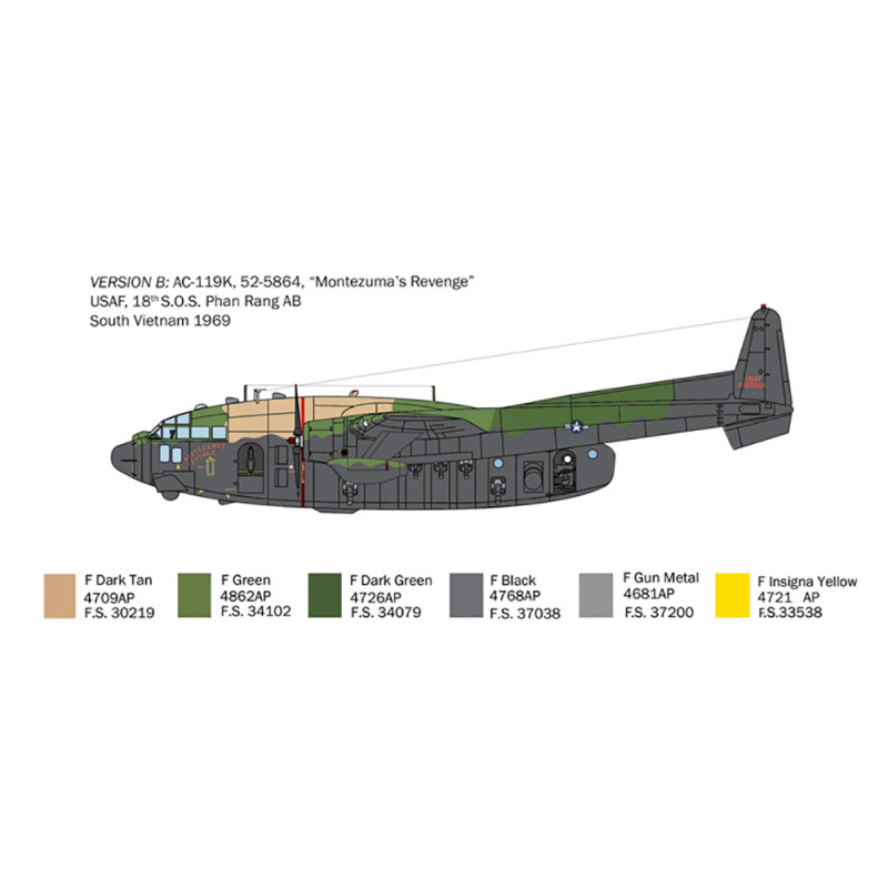 Fairchild "flying gunship" Stinger AC-119K - ITALERI 1468 - 1/72