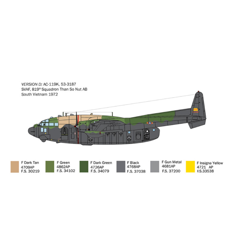 Fairchild "flying gunship" Stinger AC-119K - ITALERI 1468 - 1/72