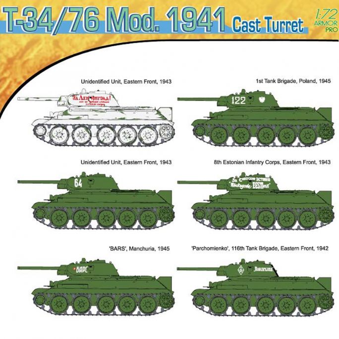 Tank, T-34/76 Modèle 1942 - DRAGON 7262 - 1/72