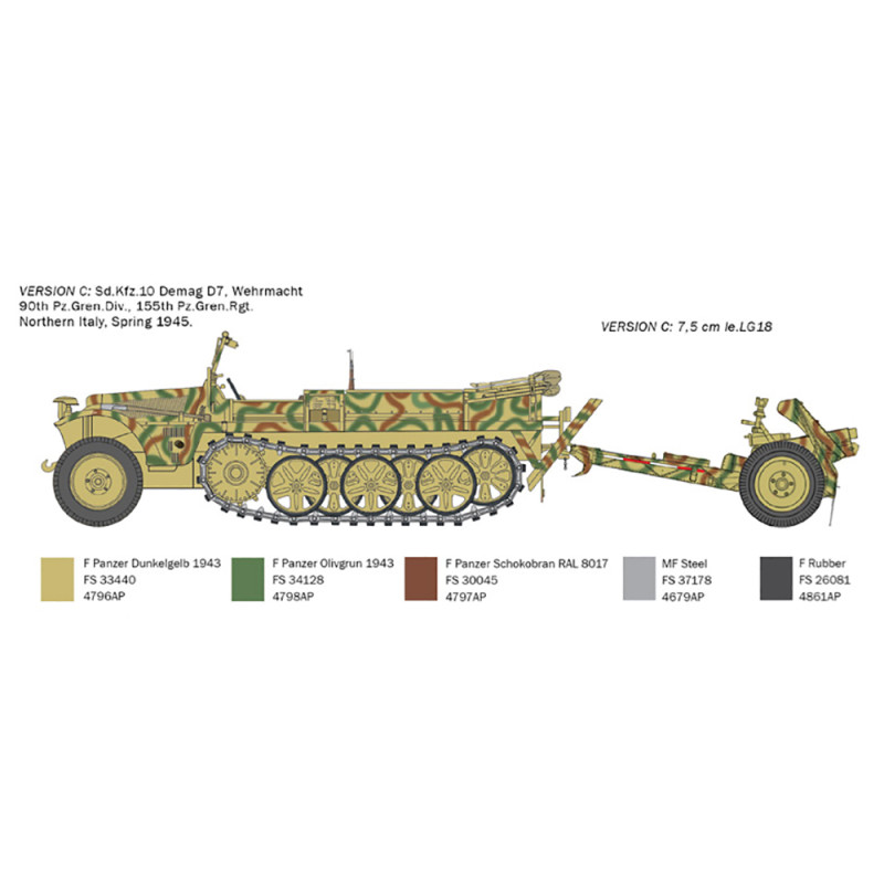 Véhicule half-track Sd.Kfz 10 Demag D7 - ITALERI 6595 - 1/35