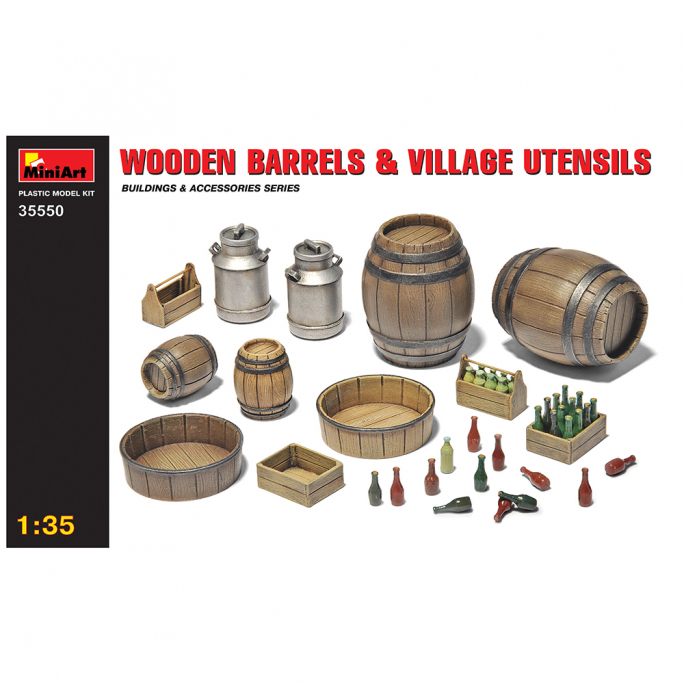 Tonneaux en bois et des ustensiles de village - MINIART 35550 - 1/35