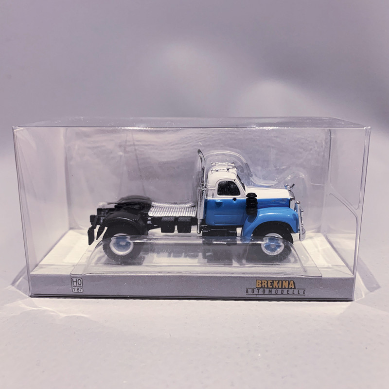 Camion tracteur, MACK B 61 Blanc Bleu - BREKINA 85976 - 1/87