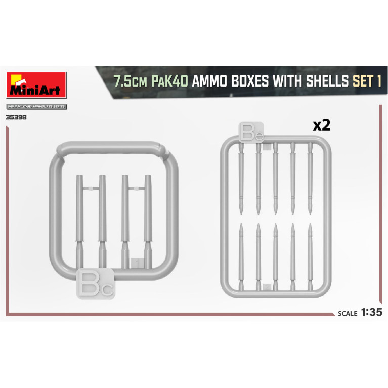 Boîtes de Munitions 7.5cm PaK40 SET 1 - MINIART 35398 - 1/35