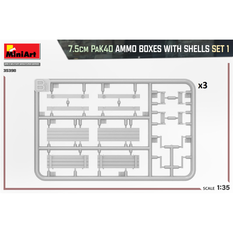 Boîtes de Munitions 7.5cm PaK40 SET 1 - MINIART 35398 - 1/35