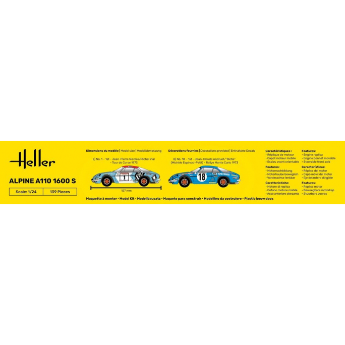 Alpine Renault A110 1600S 1971/1973 - HELLER 80745 - 1/24