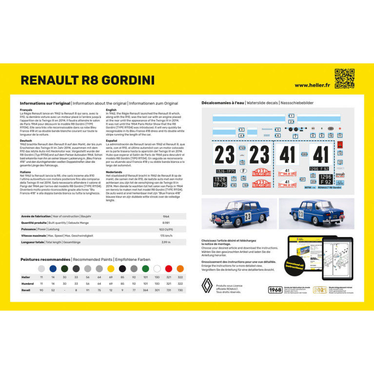 Renault 8 Gordini 1964 - HELLER 80700 - 1/24